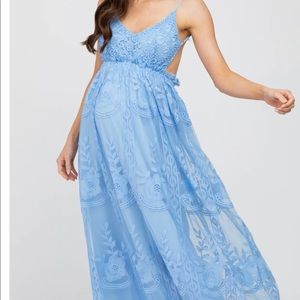 Maternity lace maxi dress- open back.